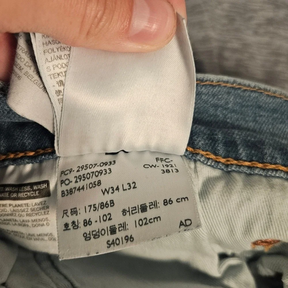 Levis 502 Regular Taper Mens Light Wash Blue Stretch Denim Jeans 34x32 295070933
